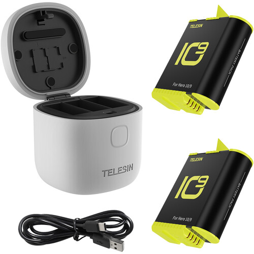 TELESIN Allin Box Battery Charger & Card Reader with 2 Batteries for GoPro HERO9/10 - Image 4