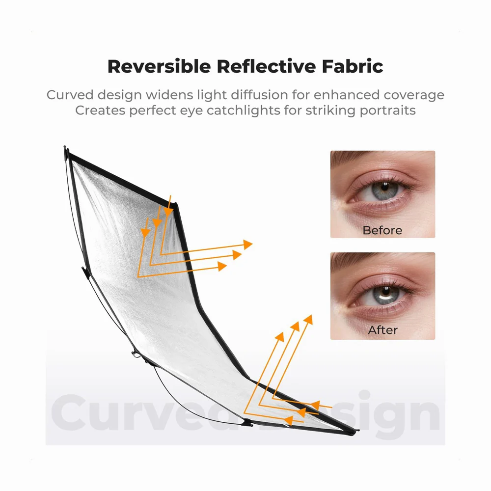 120X65CM QUICK-OPEN CURVED REFLECTOR WITH CARRYING BAG K&F 18.0017 - Image 2
