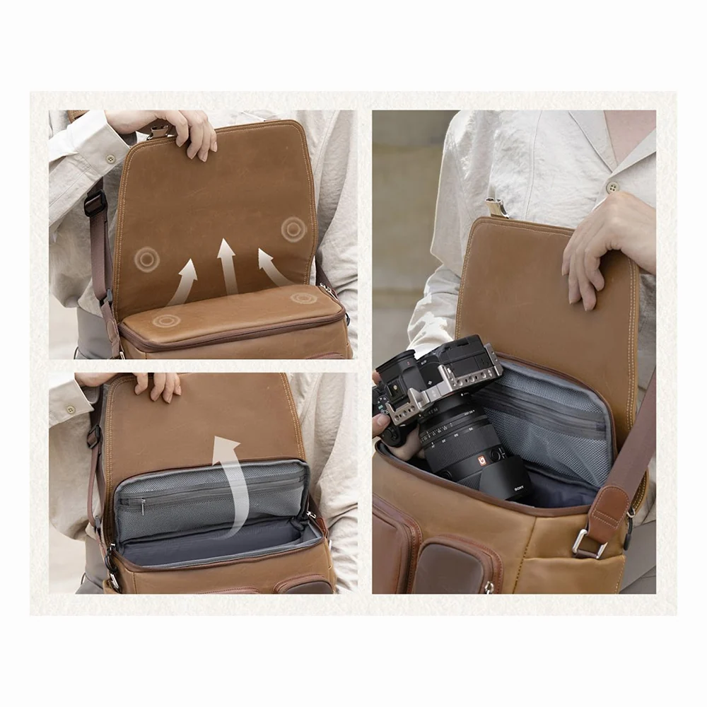 K&F Concept KF13.142V1 10L Urban Wander Camera Shoulder/Sling Bag-Classic Color With Water-Resistant Leather - Image 2