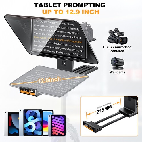 LENSGO TC12 Teleprompter for Smartphones and Cameras - Image 4